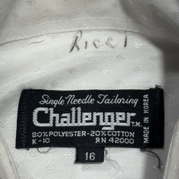 Vintage 80s Challenger Mens White Short Sleeve Button-Up Shirt Size 16 Medium - Picture 5 of 8